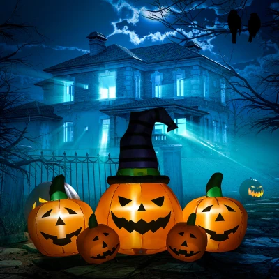 Outsunny 4ft Inflatable Halloween Pumpkin, LED Garden Decor
