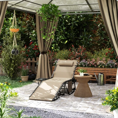 Outdoor Lounge Chair 23.6" W x 74.8" D x 12.2" H Beige