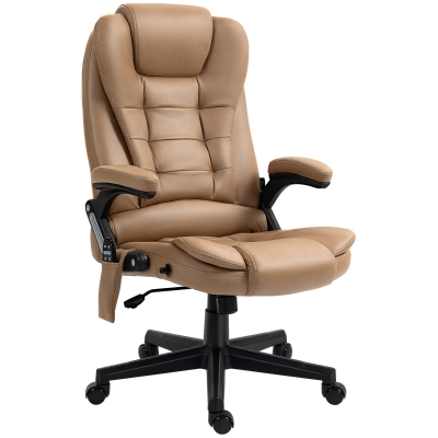 Vinsetto Massage Office Chair with Heat, Reclining, Light Brown
