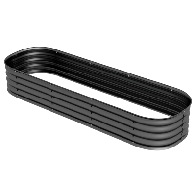 Outsunny 6.4 x 2 x 1ft Galvanized Raised Garden Bed Kit, Metal Planter Box with Safety Edging, Dark Grey