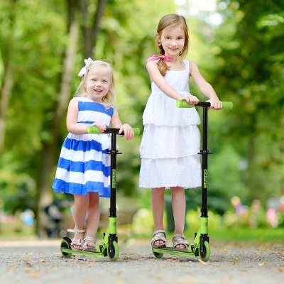 Aosom Aluminum Kids Kick Scooter, Foldable, Green