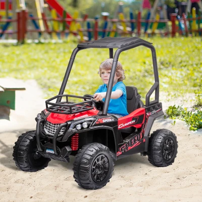 Aosom 12V Kids UTV, Remote Control, Red