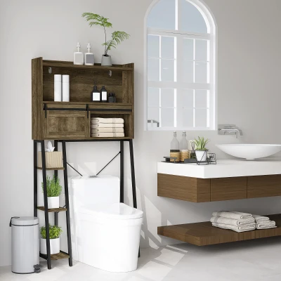 Over the Toilet Storage Cabinet 31.5" W x 11.8" D x 60.6" H Brown