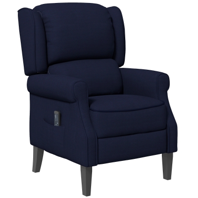HOMCOM Push Back Recliner Chair, Vibration Massage Recliner for Living Room with Extendable Footrest, Remote, Pocket, Blue