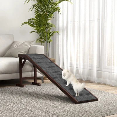 PawHut Dog Ramp for Bed, Non-Slip Carpet, 74" x 16" x 25"
