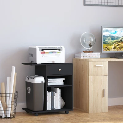 Vinsetto Mobile Printer Stand, Rolling Cart with Adjustable Shelf, Black