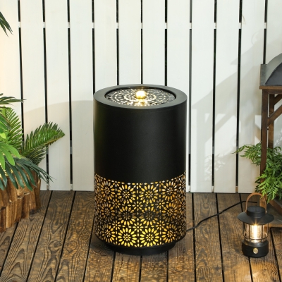 Outsunny 21" Tall Garden Waterfall Fountain with LED Lights, Outdoor Water Fountain Water Feature with Adjustable Flow, Black