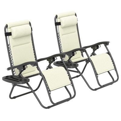 Outdoor Lounge Chair Set 24.8"W x 35.4"D x 42.9"H Cream White