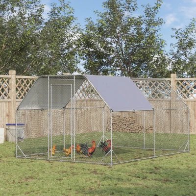 PawHut Large Metal Chicken Coop, 9.2' x 12.5' x 6.4' Outdoor