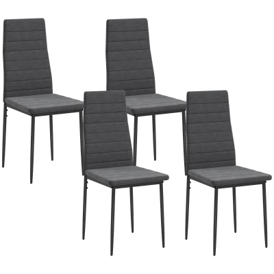 HOMCOM Modern Dining Chairs, Set of 4, High Back Upholstery and Metal Legs for the Living Room, Kitchen, Home Office, Grey