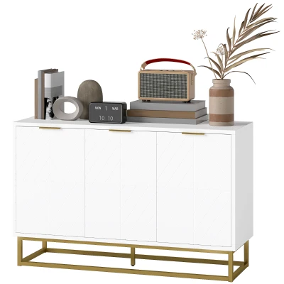 HOMCOM Sideboard Storage Cabinet with 3 Doors and Adjustable Shelves, Kitchen Buffet Cabinet for Dining Room, White