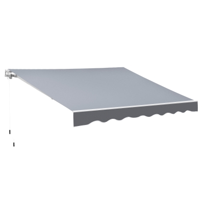 Outsunny 8' x 7' Retractable Awning, Patio Awnings, Sunshade Shelter with 280 g/m² UV & Water-Resistant Fabric and Aluminum Frame for Deck, Balcony, Yard, Grey
