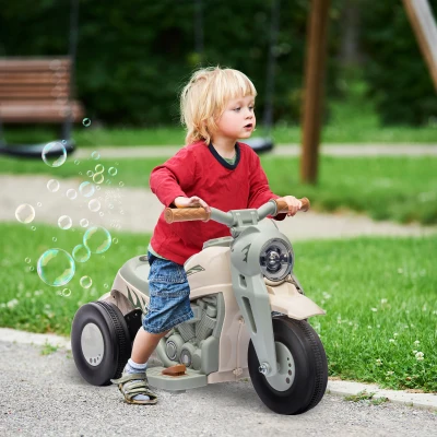 Qaba 6V Ride On Motorcycle, 3-Wheeled Electric Kids Car, Cream