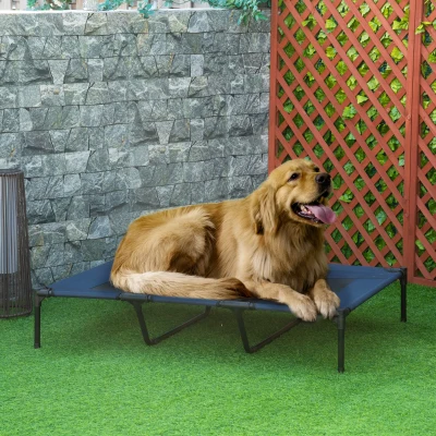 PawHut 48" Elevated Dog Bed, Breathable, Dark Blue