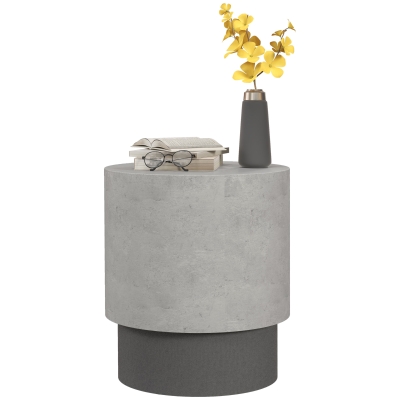 HOMCOM Lightweight Accent Table with Concrete Finish, Round Side Table with 4 Adjustable Feet for Indoor, Outdoor