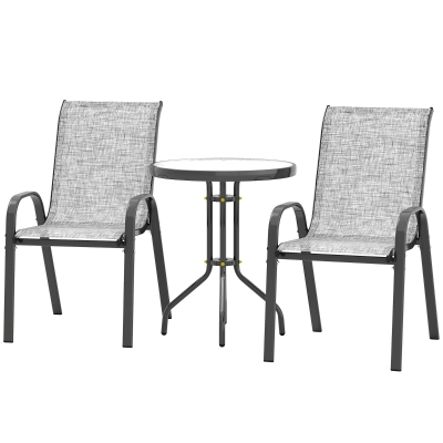 Outdoor Bistro Set 21.3" W x 28" D x 36.6" H Gray
