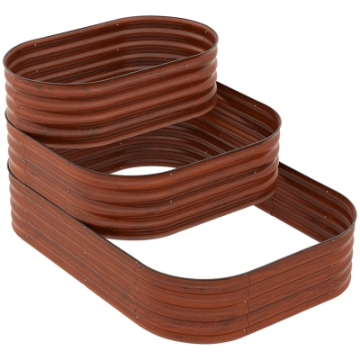 Outsunny 3-Tier Raised Garden Bed Set, Open Bottom for Plants, Brown