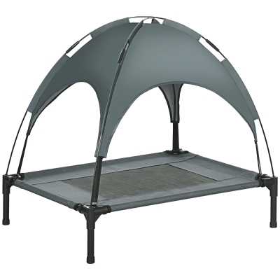 PawHut 30" Elevated Dog Bed with Removable Canopy, Gray