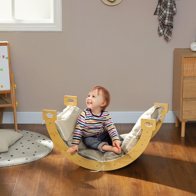 Qaba 3 in 1 Wooden Climbing Toy for Toddlers with Cushion Pad