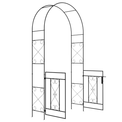 Outsunny 7.6FT Metal Garden Arch with Gate, Garden Arbor Trellis for Climbing Plants, Roses, Vines, Wedding Arch, Black