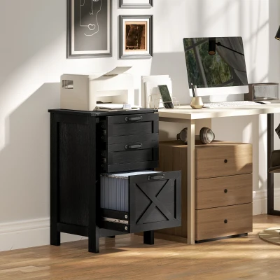 File Cabinet 18.1" W x 15.7" D x 29.5" H Distressed Black