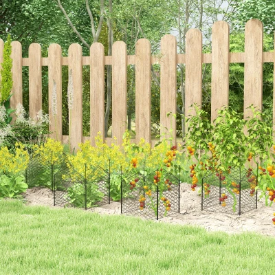 Outsunny 4 Pack Plant Cages, 12" x 14" Metal Cloches, Black