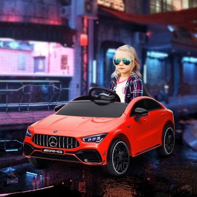 Qaba Mercedes-Benz AMG Licensed 12V Ride on Car, Kids Electric Car with Remote Control, Spring Suspension, LED Lights, Red