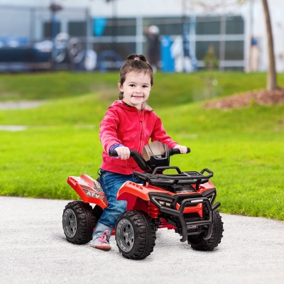 Aosom 6V Kids ATV Quad, 4 Wheeler Battery Powered Electric Ride on Car with Music, Forward, for Boys and Girls Ages 18-36 Months, Red