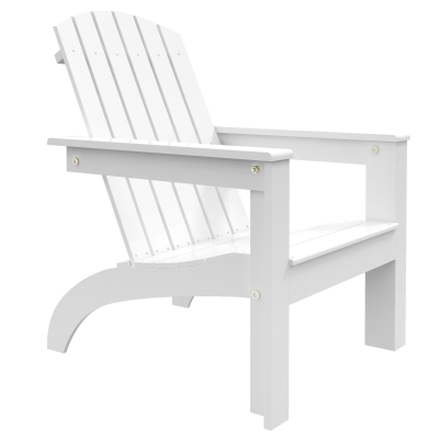 Outsunny Adirondack Chair Patio Muskoka Chair, Outdoor Poplar Wood Fire Pit Chair, Pre-Assembled Backrest Chaise Adirondack with High-back, Large Seat, for Deck, Garden, White