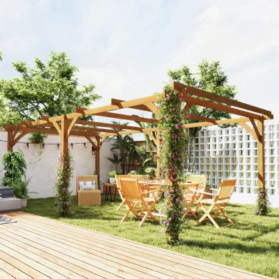 Pergola 238.6"L x 126"W x 87"H Brown