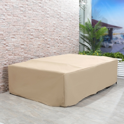 Outsunny Patio Furniture Covers, Waterproof, Windproof and Anti-UV 300D Oxford Fabric Large Outdoor Furniture Cover for Outdoor Sectional Sofa Set, 97" x 65" x 26", Beige
