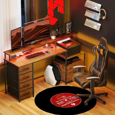 Gaming Desk 66.9" W x 18.5" D x 35.2" H Rustic Brown