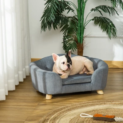 PawHut Mini Dog Couch, Washable Cushion, Waterproof, Gray