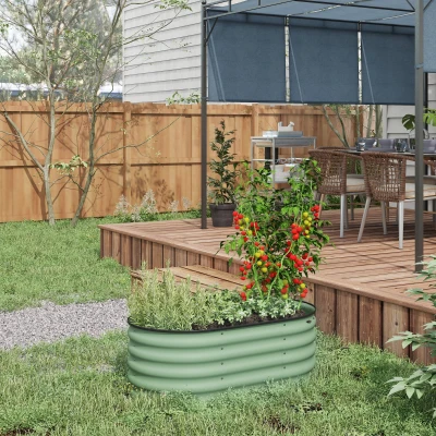 Outsunny 3.4' Galvanized Raised Garden Bed Kit, Metal Planter Box