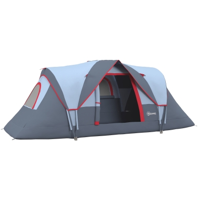 Outsunny 5-6 Person Family Tent, Outdoor Camping Tent with Lighting Hook, Carrying Bag for Camping, Hiking and Travelling, Grey