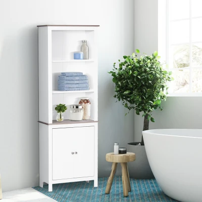 HOMCOM 69'' Freestanding Storage Cabinet, White 3-Tier Shelf