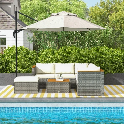 Outsunny 7-Piece Outdoor Wicker Sofa Set with Cushions, White