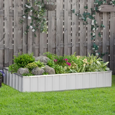 Outsunny 5.7' x 3' Raised Garden Bed, Metal Planter Box, White