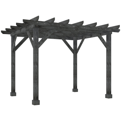 Outsunny 12' x 10' Weather-Resistant Cedar Wood Patio Pergola, Black