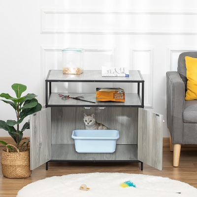 Cat Litter Box 27.5" x 21.75" x 25.75" Grey