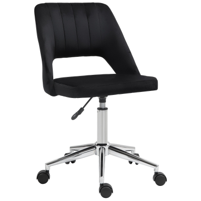 Vinsetto Mid Back Office Chair Velvet Fabric Swivel Scallop Shape Computer Desk Chair, Black