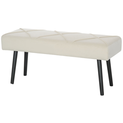 HOMCOM 39 Inches Upholstered Bedroom Bench, Modern End of Bed Bench with Steel Legs, Cream White