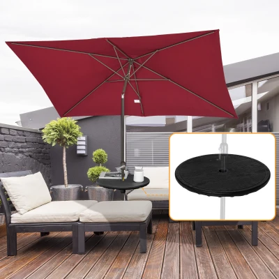 Outsunny 20" Round Umbrella Table Tray, Portable for Patio, Black