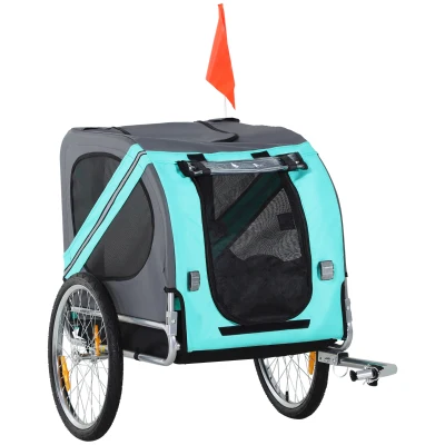 Aosom Dog Bike Trailer, Pet Cart, Bicycle Wagon, Travel Cargo, Carrier Attachment with Hitch, Foldable for Travelling, Green