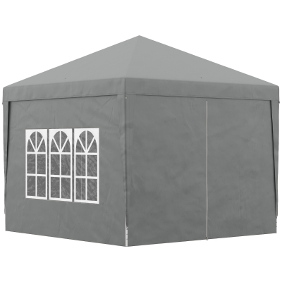 Outsunny 10'x10' Outdoor Pop Up Party Tent Wedding Gazebo Canopy with Carrying Bag (Light Grey)