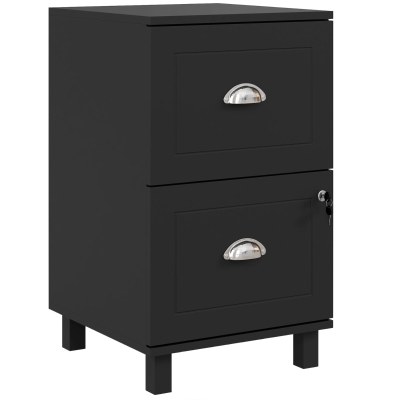 HOMCOM 2-Drawer Small Filing Cabinet Lockable Home Office Storage Cabinet with Adjustable Hanging Bars for A4 Letter Black