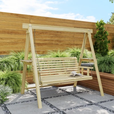 Swing Bench 78" W x 47.2" D x 67.3" H Natural Wood