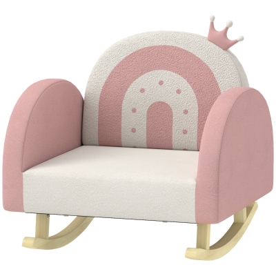 Qaba Kids Rocking Chair, Pink Princess Crown Armchair