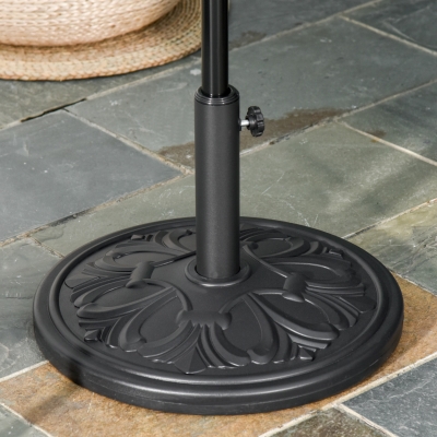 Outsunny 29lbs Cement Round Umbrella Base Heavy Duty 19" HDPE Parasol Stand, Black