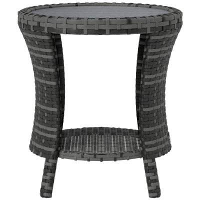 Rattan Table 18.1" Dia. x 19.7" H Gray